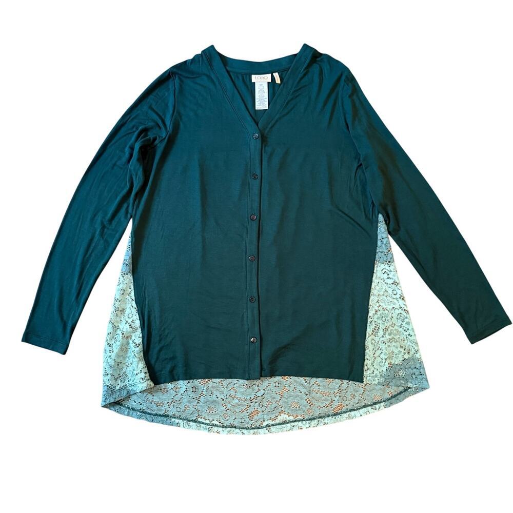 LOGO Lori Goldstein Lace Tunic Western Top Women's Sz Small